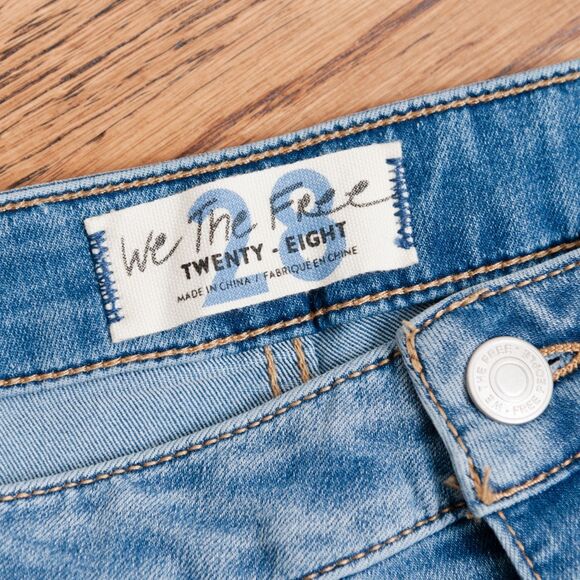 We the Free Flare Jeans Womens 28 Float On Pant Love Letters Bell Bottoms Fray - Picture 2 of 12